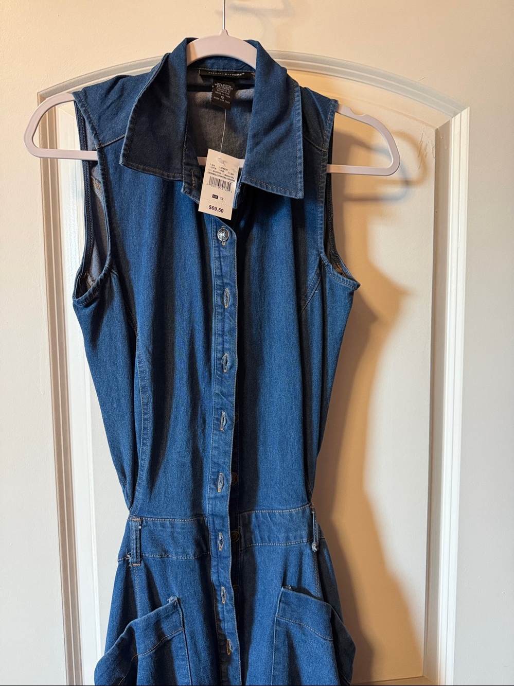 Ashley Stewart Sleeveless Button-Front Denim Maxi Dress - Blue Half back out - Picture 4 of 4